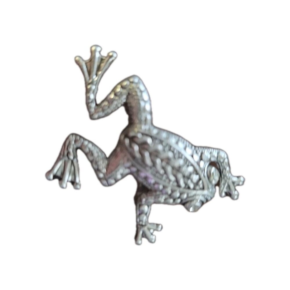 Super Cute Vintage Art Deco Style Frog Brooch Pin Silvertone